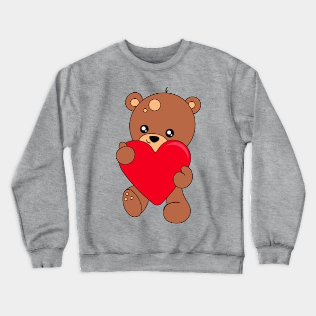 Teddy Bear Valentine's Day Heart Crewneck Sweatshirt by Gorilla Designz